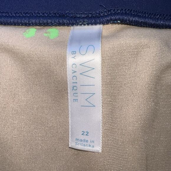 Cacique Swim Tankini Plus Size 22W Navy Floral Racerback Tank Skort Ruching Pool - Picture 10 of 15